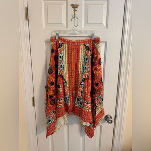 Anthropologie Bhanuni by Jyoti Sonatina Midi Skirt size 14 red orange